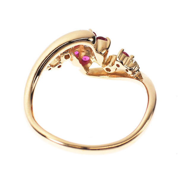 K18PG ルビー ダイヤモンド リング 0.22ct D0.10ct フラワー