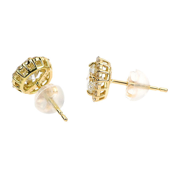 新品 K18YG ダイヤモンド ピアス 0.915ct I/J SI1 VG/G D0.28ct【エスコレ】