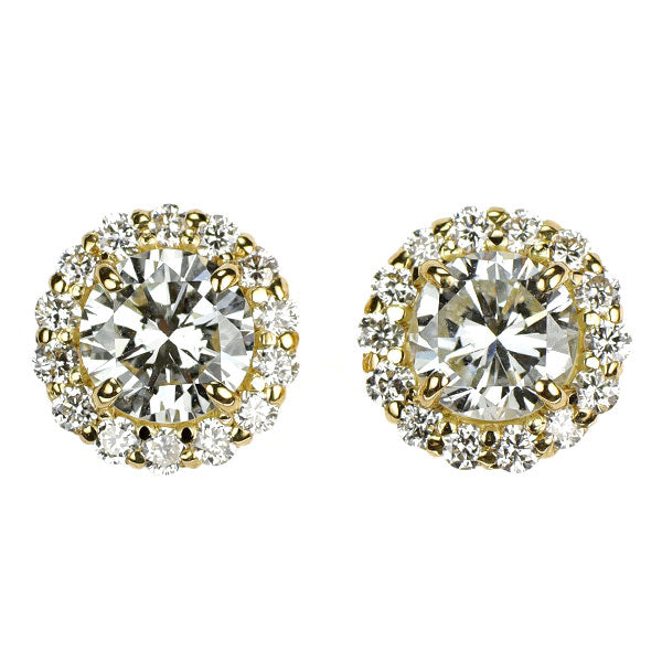新品 K18YG ダイヤモンド ピアス 0.915ct I/J SI1 VG/G D0.28ct【エスコレ】