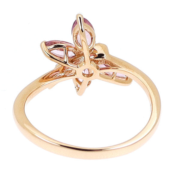 K18PG ピンク サファイア ダイヤモンド リング 0.80ct D0.02ct トンボ 昆虫
