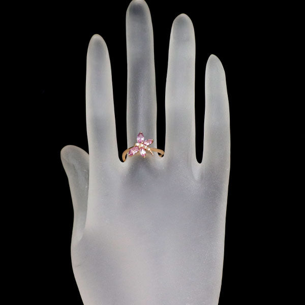 K18PG ピンク サファイア ダイヤモンド リング 0.80ct D0.02ct トンボ 昆虫