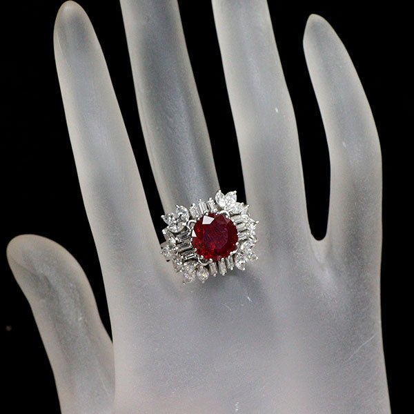 K18WG タイ産 ルビー ダイヤモンド リング 4.20ct