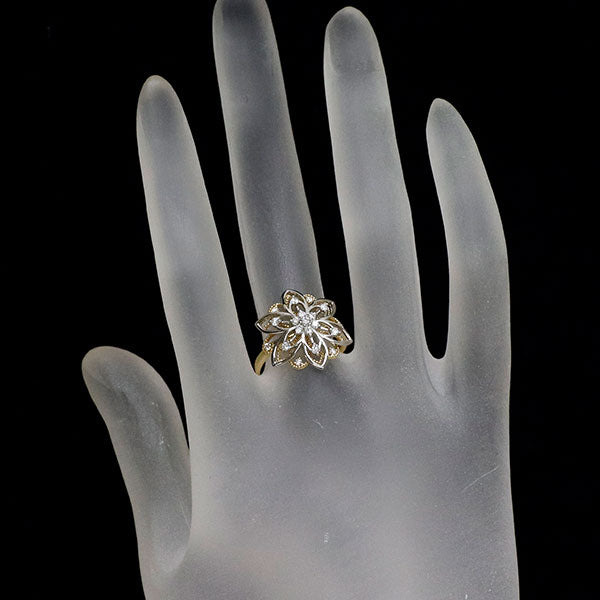 Pt900/ K18YG ダイヤモンド リング 0.30ct フラワー