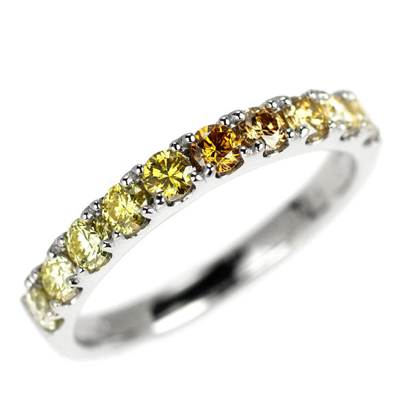 新品 Pt950 マルチグラデーションカラー ダイヤモンド リング 0.64ct 色相環【エスコレ】