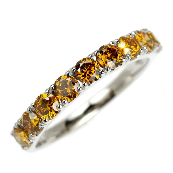新品 Pt950 天然オレンジダイヤモンド リング 1.05ct【エスコレ】ハーフエタニティ