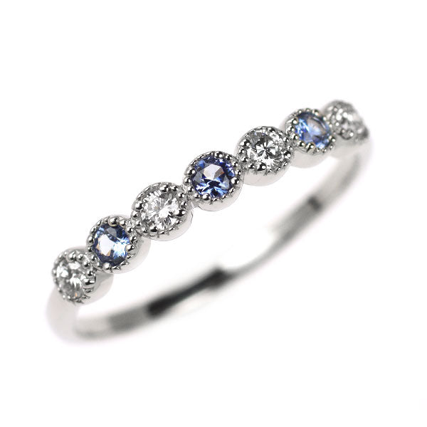 新品 希少 Pt950 アメリカ サンベニト産ベニトアイト ダイヤモンド リング 0.10ct D0.13ct 【エスコレ】ハーフエタニティ