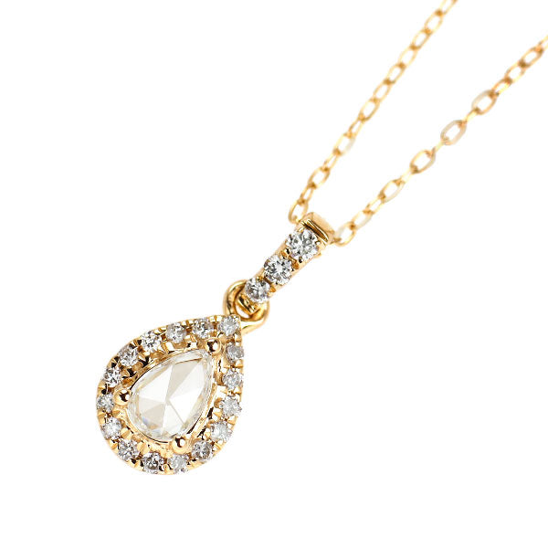 K18YG ローズカット/ラウンドブリリアントカット ダイヤモンド ペンダントネックレス D0.25ct