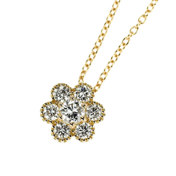 ポンテヴェキオ K18YG ダイヤモンド ペンダントネックレス 0.47ct フラワー
