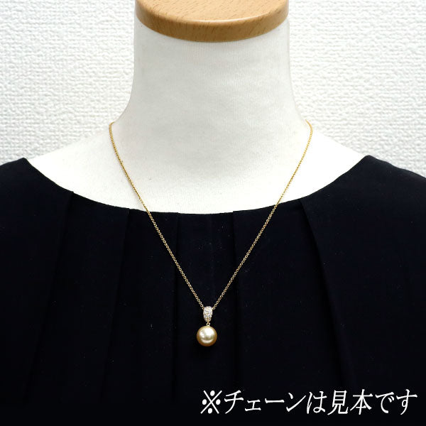 田崎真珠 K18YG ゴールデン真珠 ダイヤモンド ペンダントトップ 径約11.2mm D0.25ct