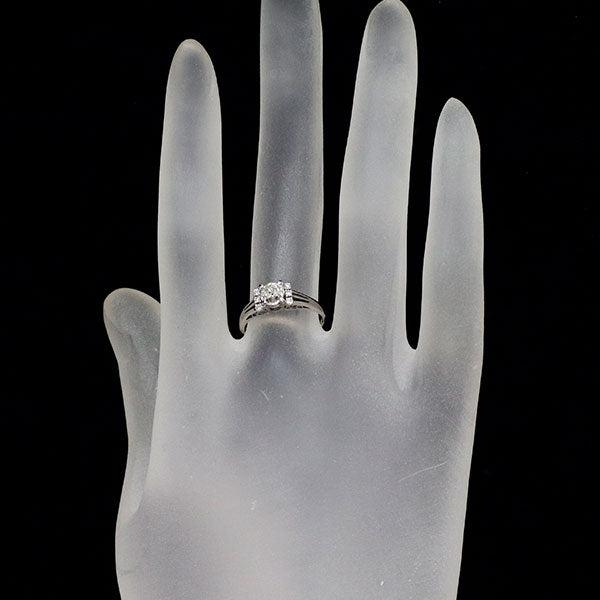 Pt900 オールドカット ダイヤモンド リング 0.51ct D0.07ct 陽刻ヴィンテージ製品【ヒスコレ】