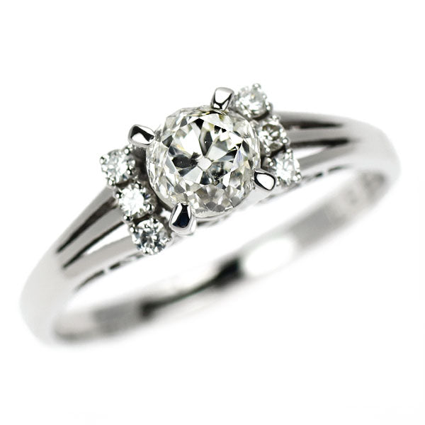 Pt900 オールドカット ダイヤモンド リング 0.51ct D0.07ct 陽刻ヴィンテージ製品【ヒスコレ】