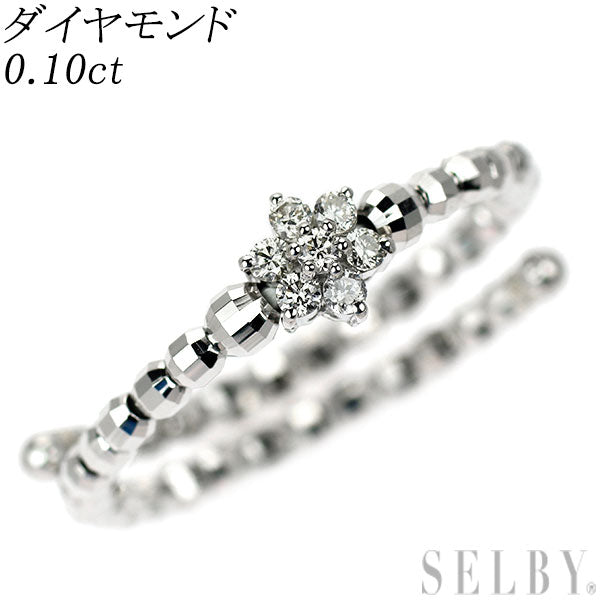 Pt950 ダイヤモンド リング 0.10ct 形状記憶 フラワー