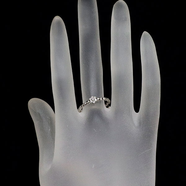 Pt950 ダイヤモンド リング 0.10ct 形状記憶 フラワー