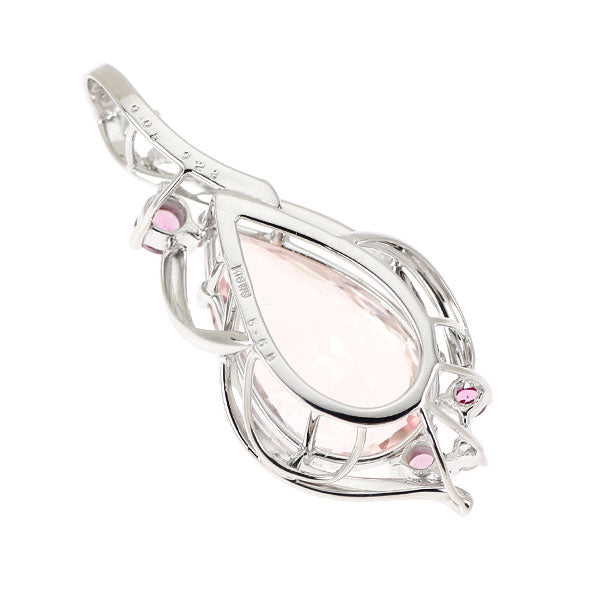 K18WG モルガナイト ピンクサファイア ダイヤモンド ペンダントトップ 5.68ct PS0.23ct D0.05ct