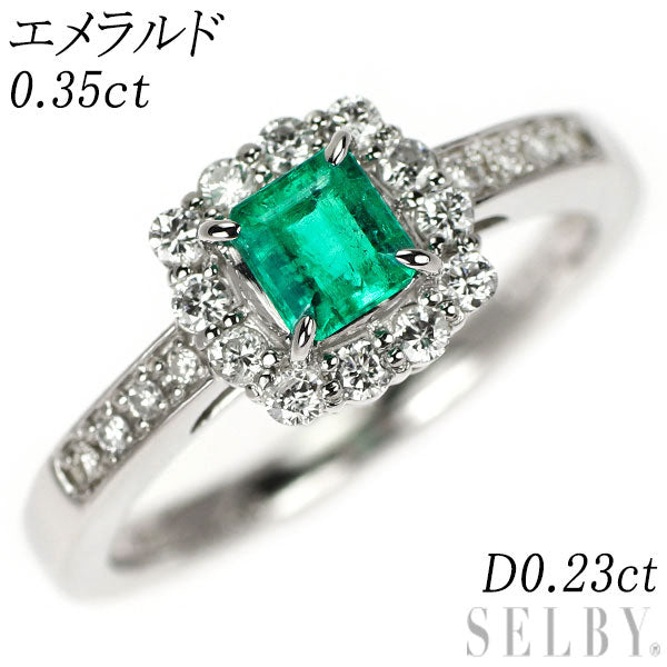 Pt950 エメラルド ダイヤモンド リング 0.35ct D0.23ct — セルビー