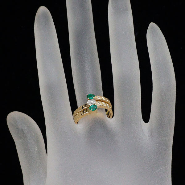 K18YG ダイヤモンド エメラルド リング 0.20ct 0.31ct