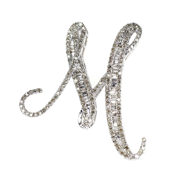 K18WG ダイヤモンド ペンダントトップ 1.00ct イニシャル「M」