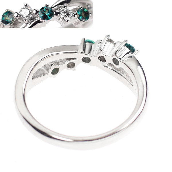 希少 K18WG アレキサンドライト ダイヤモンド リング 0.18ct D0.10ct