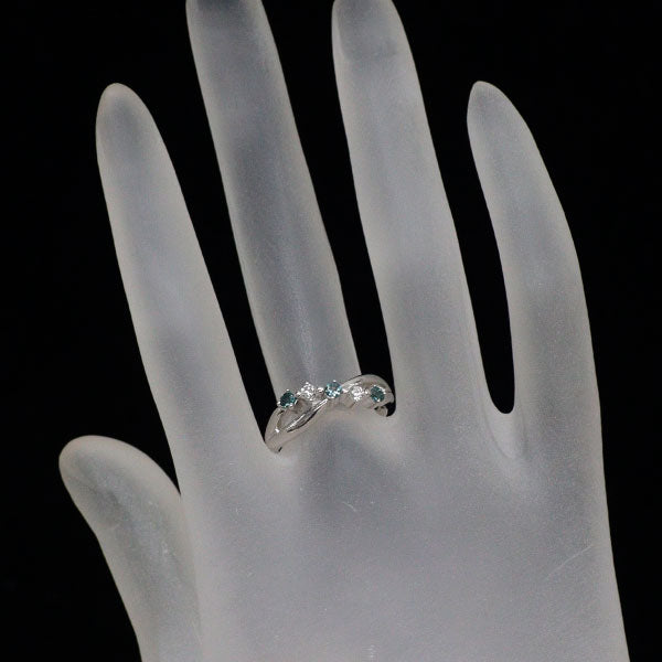 希少 K18WG アレキサンドライト ダイヤモンド リング 0.18ct D0.10ct