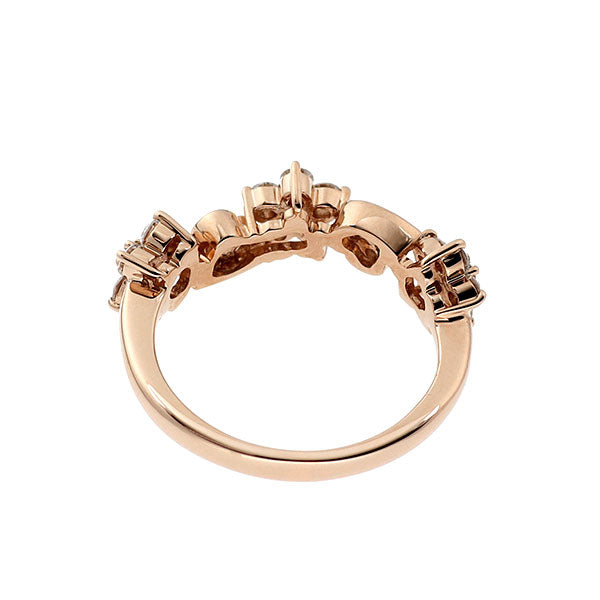 K18PG ダイヤモンド リング 0.36ct フラワー ハート ピンキー
