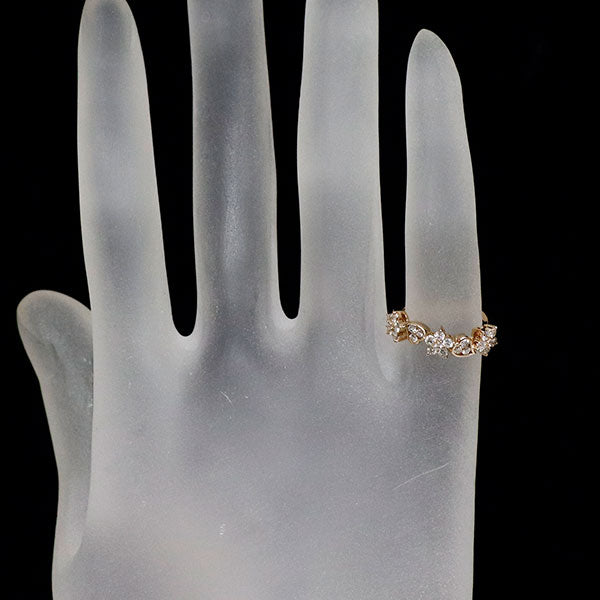 K18PG ダイヤモンド リング 0.36ct フラワー ハート ピンキー