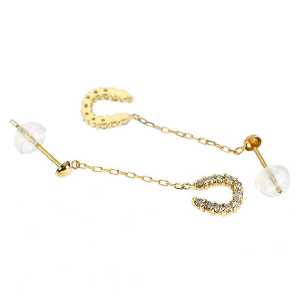 K18YG ダイヤモンド ピアス 0.20ct ホースシュー 馬蹄