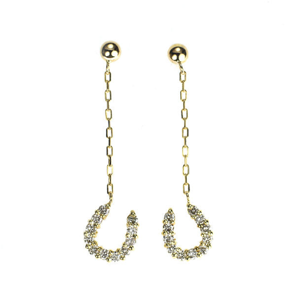 K18YG ダイヤモンド ピアス 0.20ct ホースシュー 馬蹄
