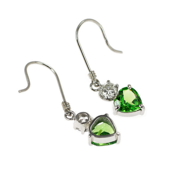 Pt900 ハートシェイプ グリーンガーネット ダイヤモンド ピアス 0.92ct D0.20ct