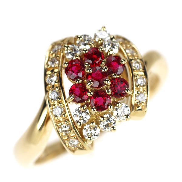 ポーラ K18YG ルビー ダイヤモンド リング 0.56ct D0.34ct