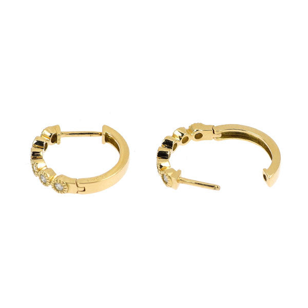K18YG ダイヤモンド フープ ピアス 0.16ct ミルグレイン