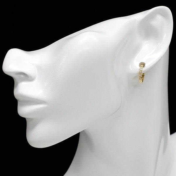 K18YG ダイヤモンド フープ ピアス 0.16ct ミルグレイン