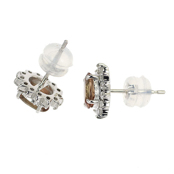 K18WG インペリアルトパーズ ダイヤモンド ピアス 1.50ct D0.40ct