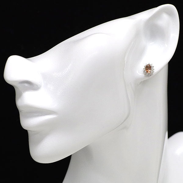 K18WG インペリアルトパーズ ダイヤモンド ピアス 1.50ct D0.40ct
