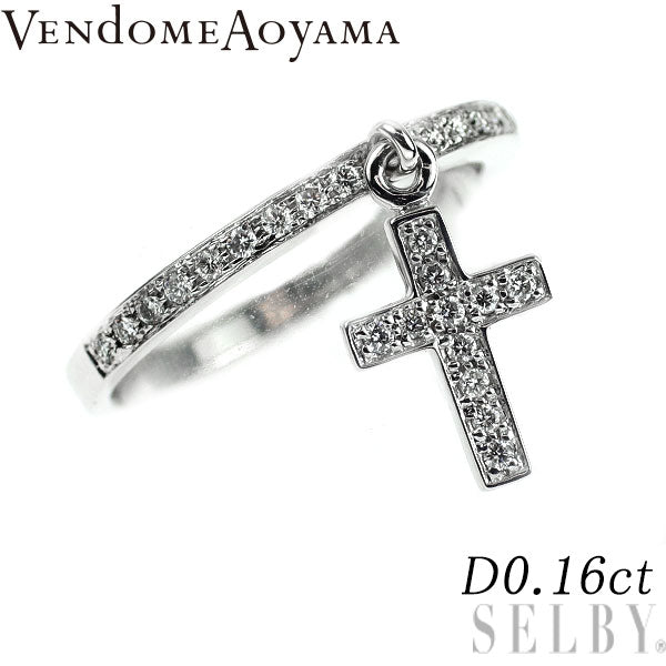 ヴァンドーム青山 K18WG ダイヤモンド リング 0.16ct クロス