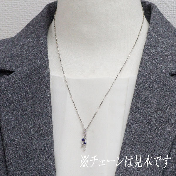 K18WG サファイア ダイヤモンド ペンダントトップ 0.35ct D0.26ct
