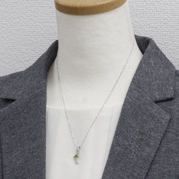 希少 K18WG ロシア産 デマントイドガーネット ダイヤモンド ペンダントネックレス 0.35ct D0.16ct