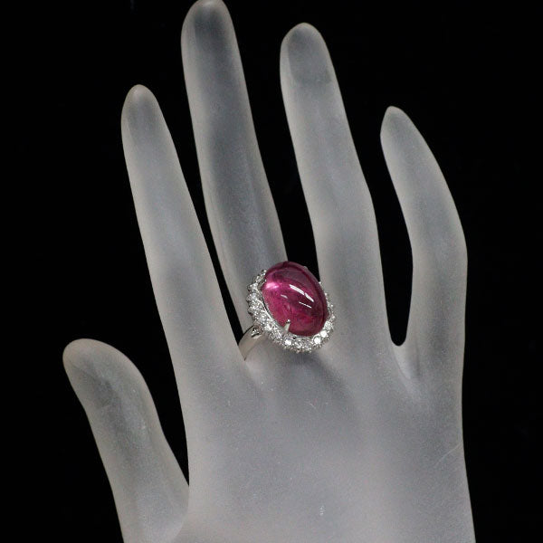 Pt900 ピンクトルマリン ダイヤモンド リング 13.36ct D1.07ct