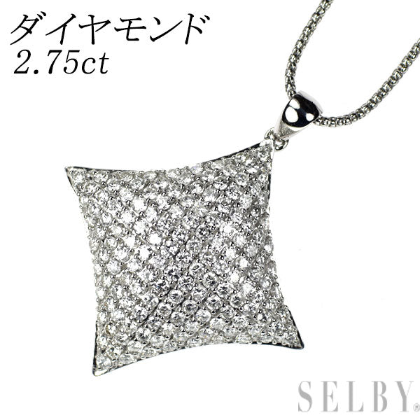 K18WG ダイヤモンド ペンダントネックレス 2.75ct  パヴェ