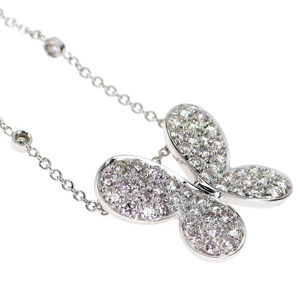 K18WG ダイヤモンド ペンダントネックレス 1.00ct D0.16ct 蝶 パヴェ