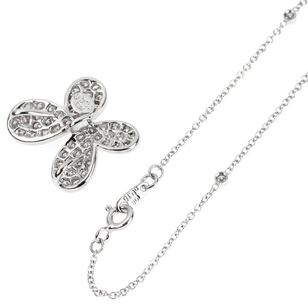 K18WG ダイヤモンド ペンダントネックレス 1.00ct D0.16ct 蝶 パヴェ