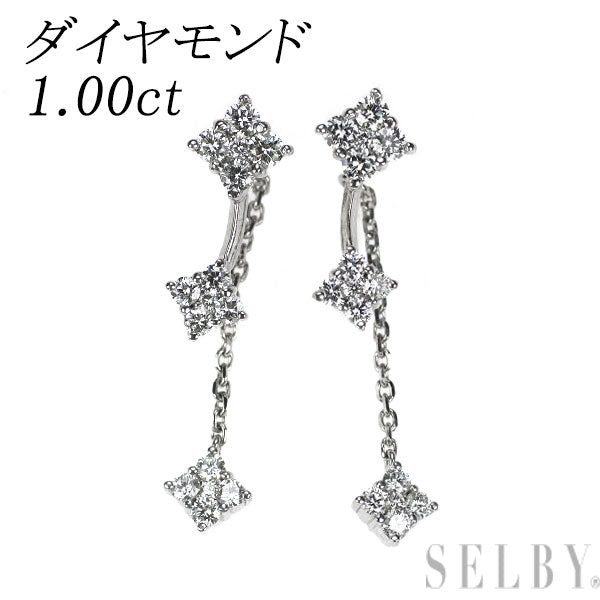 K18WG ダイヤモンド ピアス 1.00ct 2Way