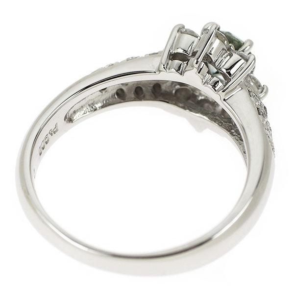 Pt900 トリートブルーダイヤモンド リング 0.646ct D0.72ct フラワー