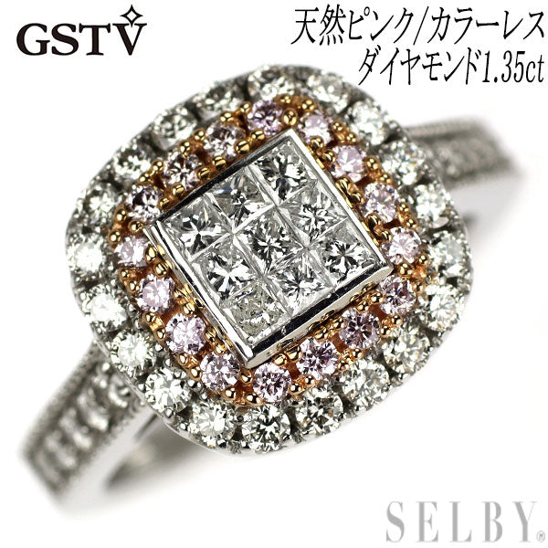 GSTV Pt950/K18PG 天然ピンク/カラーレス ダイヤモンド リング 1.35ct