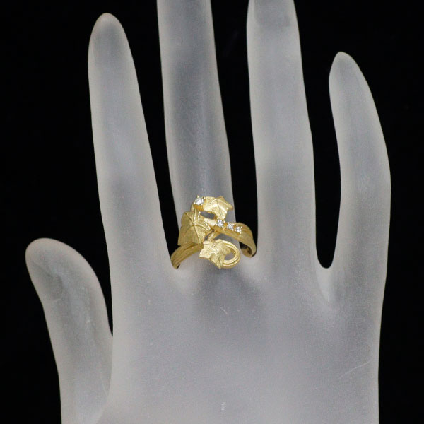 K18YG ダイヤモンド リング 0.08ct 植物