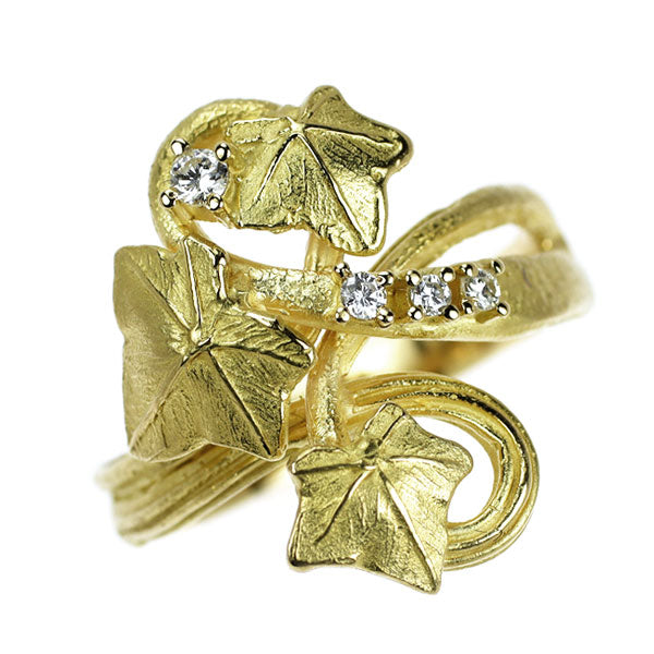 K18YG ダイヤモンド リング 0.08ct 植物