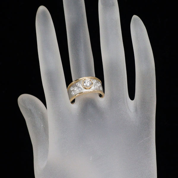 Pt900/ K18YG ダイヤモンド リング 0.41ct D0.32ct