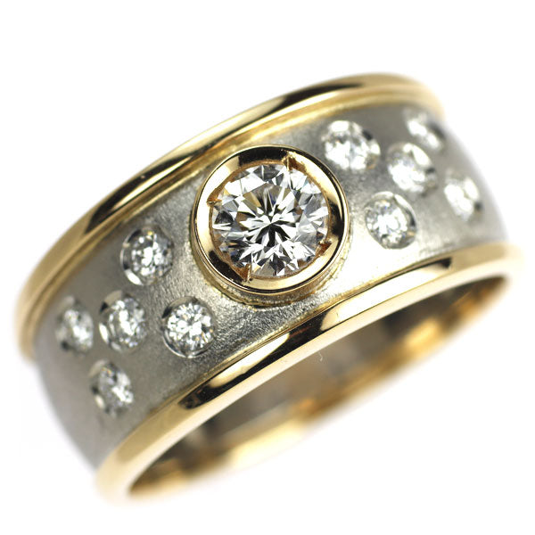 Pt900/ K18YG ダイヤモンド リング 0.41ct D0.32ct