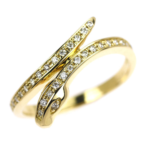 K18YG ダイヤモンド リング 0.15ct 蛇