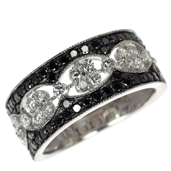 K18WG カラーレス/ブラック ダイヤモンド リング 1.40ct