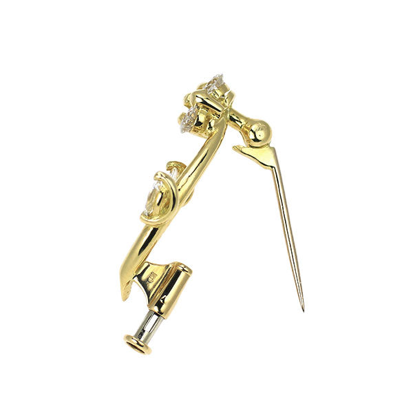 K18YG ダイヤモンド ブローチ 植物 フラワー